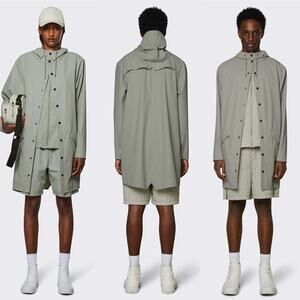 Rains Long Jacket Unisex Cement XL Hooded